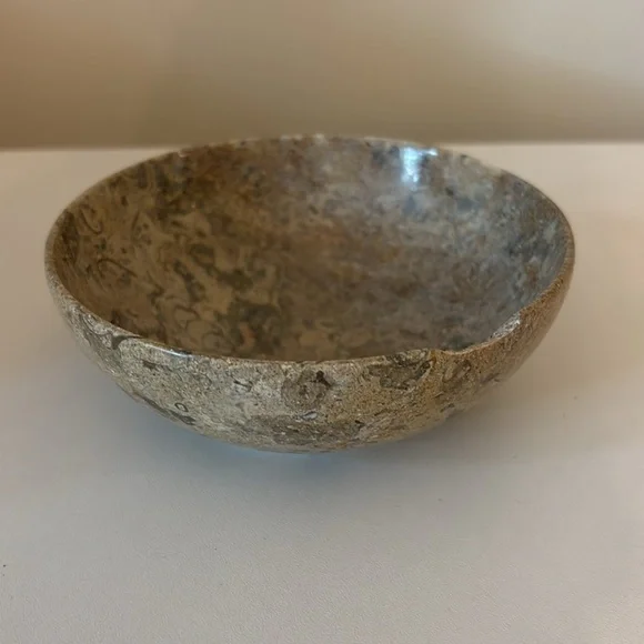 Marble limestone Bowl home decor trinket dish beige heavy small bowl - Picture 4 of 10